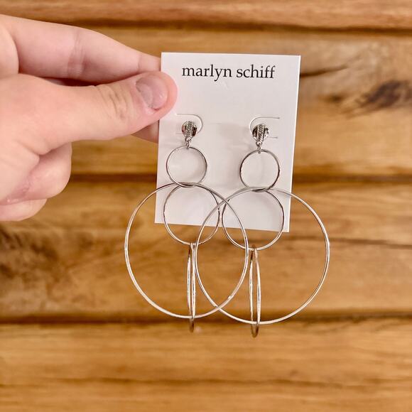 Marlyn Schiff Multi Hoop Silver Drop Earrings NEW - Picture 1 of 6